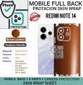 REDMI NOTE 14 FULL BACK 360 premium Protection Skin Wrap with sides and camera protection full cover Premium Quality skin wrap sheet for redmi note 14. 