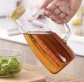 OIL JUG WITH WOODEN LID | AIR TIGHT WOODEN LID | 1000Ml , MEASURING OIL JUG | HIGH QUALITY BOROSILICATE MADE Glass | light in weight | can use in everyday kitchen utensils. 