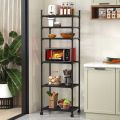 Floor-Standing Microwave Storage Rack Multi Layer Shelf Kitchen With Pulley Trolley Punch-Free Easy To Assemble Kitchen Storage. 