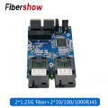 Gigabit Ethernet fiber switch 2 RJ45 UTP 2 SC fiber Optical Media Converter 2SC 2RJ45 Ethernet 10/100/1000M PCB. 