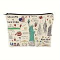Girls & Women Cute New York Souvenir Zipper Pouch, Travel Cosmetic Bag, Makeup Purse.
