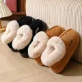 Anti-slip Thick Plush Snow Boots Women Faux Suede Platform Fur Winter Boots Woman Slip On Warm Cotton Padded Shoes Female 45.