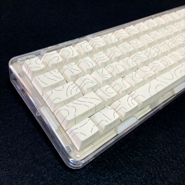 Contour Lines Translucent Keycaps Side Engraving Cherry Profile Black ...