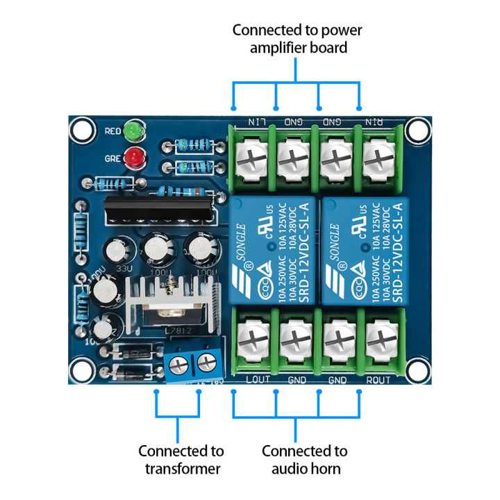AC12-18V Speaker Protection Circuit Board Dual Channel Audio Amplifier