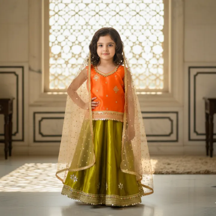 Baby%20Girls%20Lehenga%20Choli%20%E2%80%94%20Raw%20Silk%20Lehnga,%20Chamki%20Embroidered%20Top%20&%20Net%20Dupatta%20%7C%20Party,%20Wedding%20Dress%20for%20Kids%20(6M%E2%80%9312Y)%20-%20Image%203