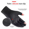 Winter Fishing Men's Gloves Women Cycling Warm Anti-Slip Gloves for Fishing Sports Touch Screen Two Fingers Cut Outdoor Angling.