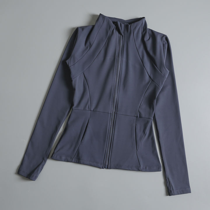 New%20yoga%20wear%20ladies%20coat%20round%20high%20elastic%20loose%20exercise%20yoga%20fitness%20long%20sleeve%20stand-up%20collar%20%20yoga%20tops%20-%20Image%206