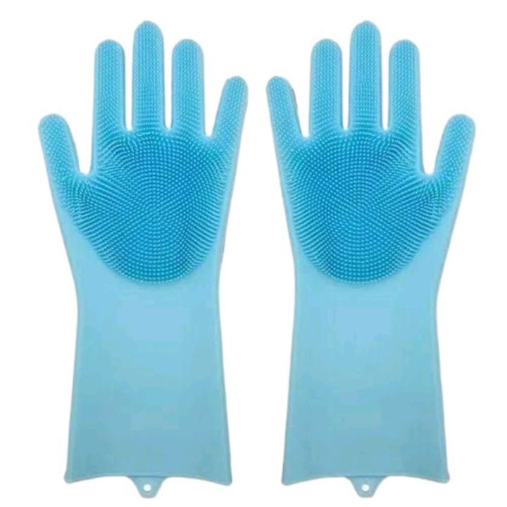 2 pieces dishwash silicon gloves (right hand and left hand) - Bartan dhone wala gloves - Reusable Silicone Magic Pair with Scrubber for Kitchen, Bathroom, Car, Pet and Multipurpose Cleaning and Washing - Magic Reusable Silicone Gloves with Wash Scrubber,