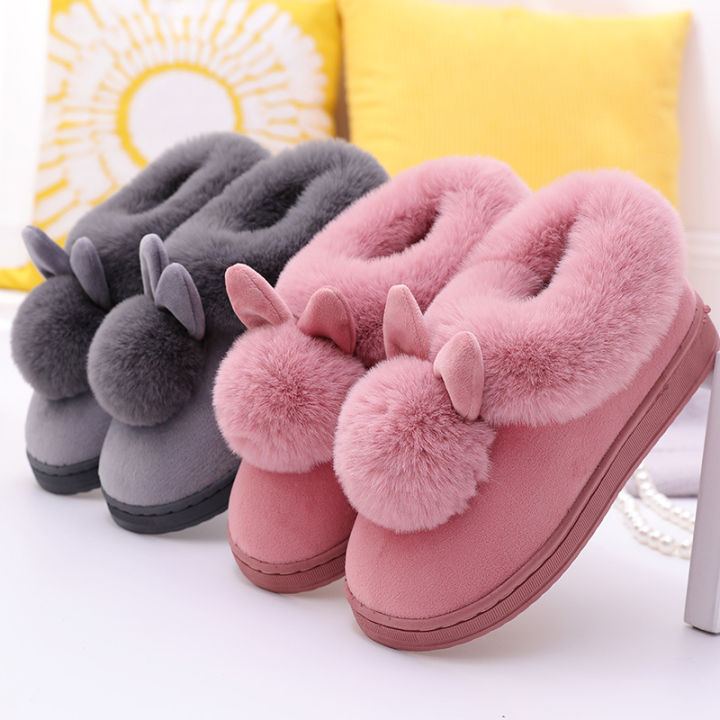 Winter%20Plush%20Slippers%20for%20Women%20&%20Men%20-%20Thick%20Sole%20Couple%20House%20Shoes,%20Cozy%20Faux%20Rabbit%20Fur%20Indoor%20Slides%20with%20Closed%20Back%20-%20Image%204