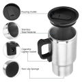 Car Electric Heating Cup 12V Stainless Steel Thermos 450ml USB Heated Mug For Outdoor Travel Camping Coffee Tea Warm Accssories. 