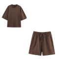 Women Summer Fashion 2 Pieces Short Sets Solid Loose T-Shirt and High Elastic Waist  Shorts Sportswear Female Chic Lady. 