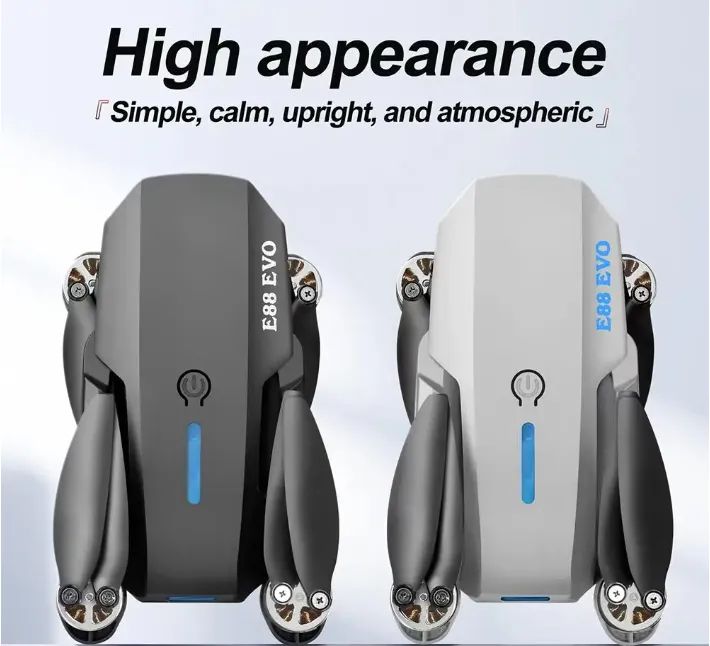 FLH-E88 Max Mini Drone, Duel Camera , Duel Battery Brashless 4K HD Dual Camera Intelligent Following UAV Dron Headless Mode Optical Flow Hover Professional FPV RC Drones E88