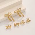 Elegant Bow Stud Earrings Exquisite Versatile Daily Wear Earring Set Women's Daily Dating Party Weddings Wear Jewelry.