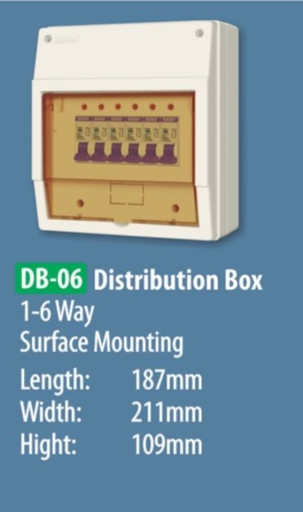 Distribution box 1-6 Way open without breaker