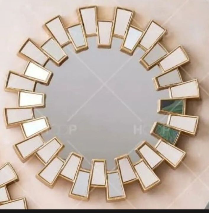 3-Piece Wall Hanging Mirror Set, Golden Color, Available in 3 Designs | Daraz.pk