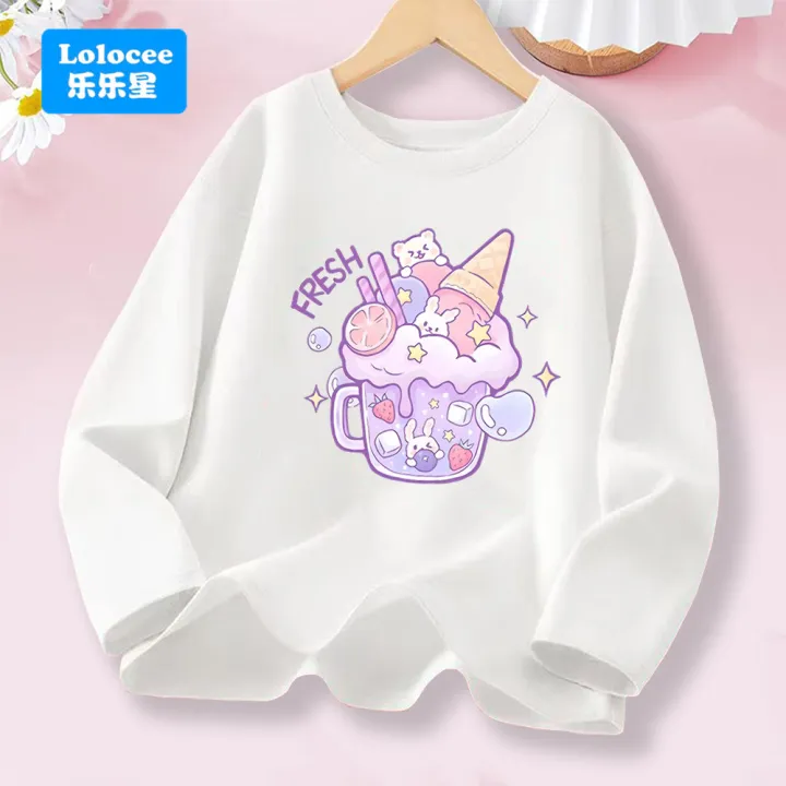 3-14years%20Girls'%20Pink%20Long%20Sleeve%20T-shirt%20-%20Cute%20"FRESH"%20Drink%20&%20Animal%20Print%20Kids%20Cotton%20Top%202026%20Spring%20New%20-%20Image%202