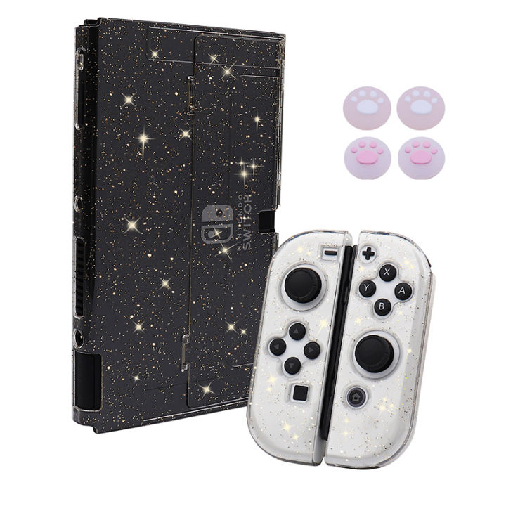 Transparent Protective TPU+PC Glitterry Cases for  Switch Oled Console Video Gamepad Cover Skin Accessories