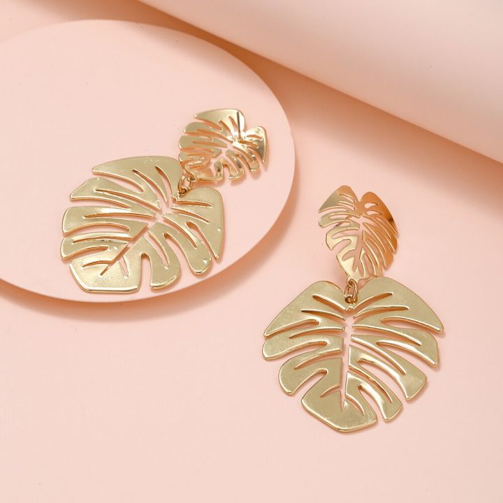 Bohemian%20Hollow%20Exaggerated%20Leaf%20Dangle%20Drop%20Earring%20For%20Women%20Lady%20Geometric%20Gold-color%20Tropical%20Plant%20Female%20Jewelry%20New%20%20-%20Image%204