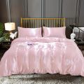 3pcs Satin Duvet Cover Set Bedding Sets Queen Black  Series Luxury Rich Silk Silky Soft Solid    Honeymoon Wrinkle Free. 