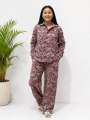 S factories | Stylish Silk Printed Two-Piece Co-ord Set Long Sleeve Casual Outfit for Women. 