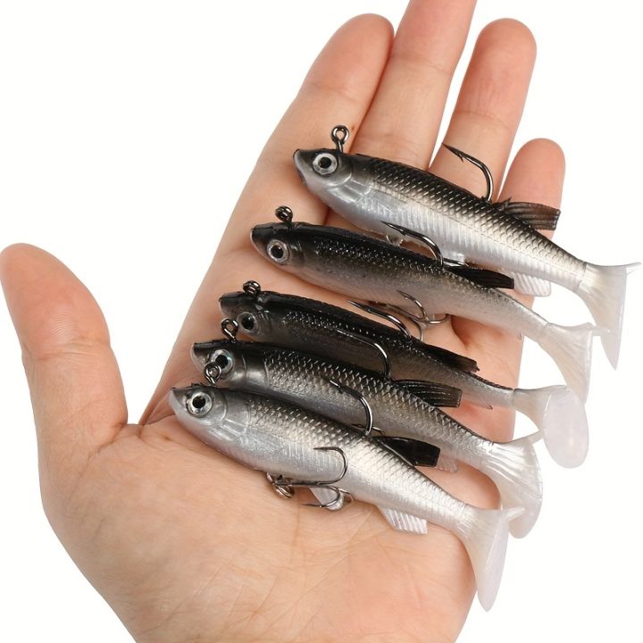 5pcs/Lot Jig Hook Silicone Soft Bait Set Swimbait 8cm 12.5g Fishing Wobblers Artificial Baits for Pike Bass Lure Tackle