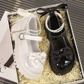 Lolita Shoes Heart Buckle Women Sweet Bow Pearl Chain Mary Janes Shoes Woman PU Leather Thick Bottom Party Pumps Mujer Zapatos. 
