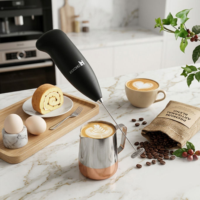 Handheld Coffee Beater Mixer Egg Mixer For Kitchen Baking Tool Stainless Steel All Season Style Silver Color Utility Item For Home Cooking