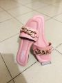 Ladies and Girls Daily Usable Fashionable Flat Shoes | Slim and Gorgeous Design Chain Style Womens Sandals | Girls Slips On Chain Sandals  | Chain Slipper. 