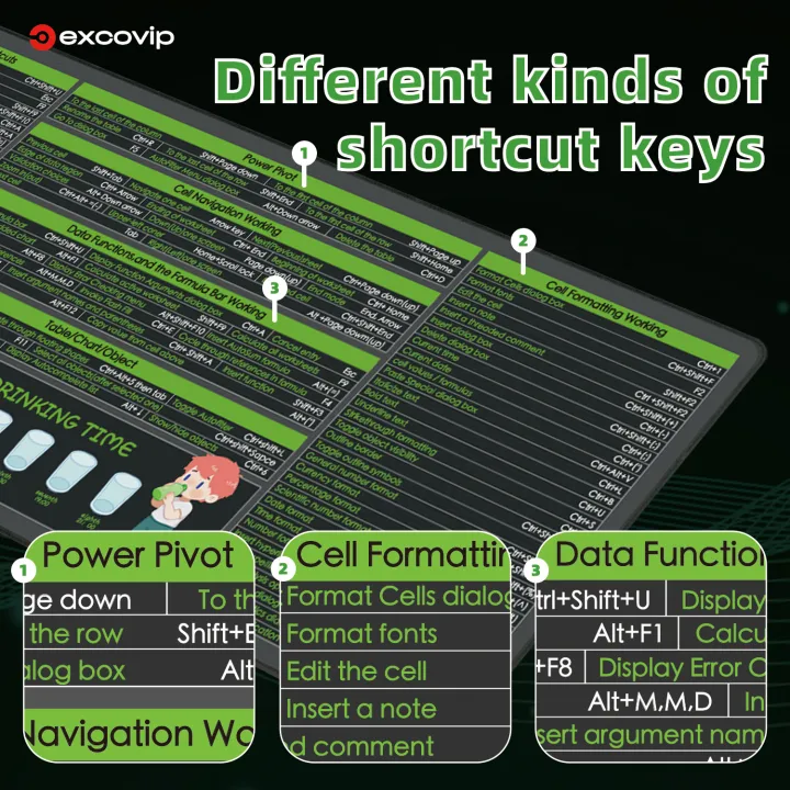 EXCO%20Excel%20Mouse%20Pad%20Large%20Shortcuts%20Keyboard%20Mousepad%20Office%20Cheat%20Sheet%20Desk%20Mat%20with%20Stitched%20Edge%20Non-Slip%20Rubber%20Base%20-%20Image%202