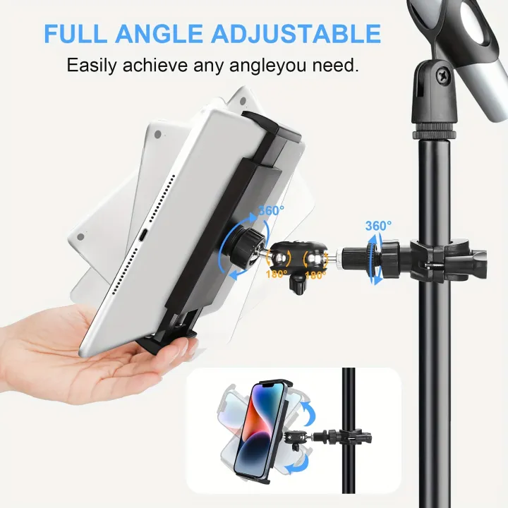 M3%204.7"-13.5"%20Tablet%20and%20phone%20holder%20for%20Microphone%20Stand%20with%20360-Degree%20Rotable%20Swivel%20Mount%20for%20Music%20Sheet/Live%20Streaming%20-%20Image%202