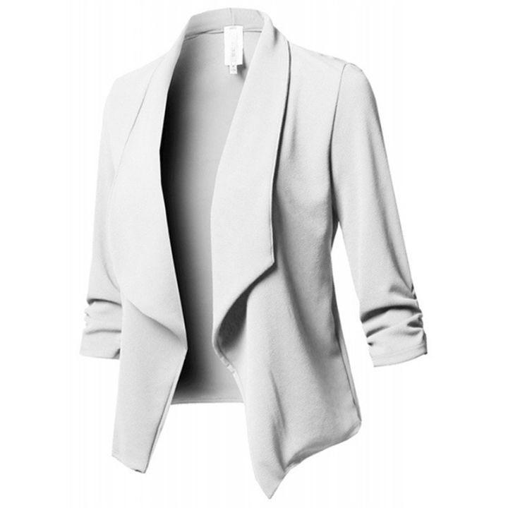 Women%20Solid%20Folds%20PU%20Leather%20Button%20Turn%20Down%20Collar%20Bodycon%20Working%20Black%20Blouse%20Tops%20-%20Image%206
