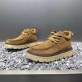 Autum Winter Men Platform Boots Designer Non-slip Motorcycle Boots Lace Up Shoes 2025 New Men's Fashionable Walking Work Boots. 