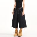 2026 Summer American Retro Denim Cropped Pants for Men and Women Street Loose Wide-leg Shorts Y2K Hip-hop Street Dance Pants. 