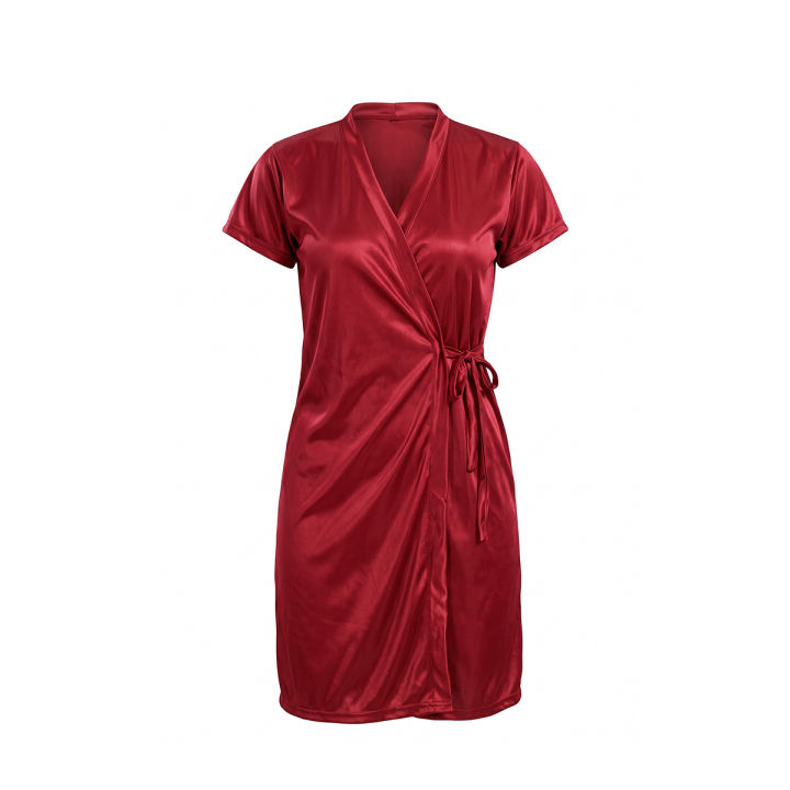 Silk Three Part Night Dress for Women Lycra Platinum Fabric