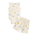 Kiddiezoom Summer Cartoon Sleeveless Newborn Clothes Sets Baby Boy Girl Bodysuits+Pants Cotton Soft Infant Outfits.