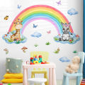 Rainbow Wall Decal Waterproof Sticker Rainbow Butterflies Clouds Star Flower Wall Decals for Nursery Kids Girls Bedroom Decor. 