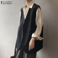 ZANZEA Casual Oversize Work Vests Women Sleeveless Blazer Korean Style V-Neck Suit Coats 2024 Spring Elegant Solid OL Blazer. 