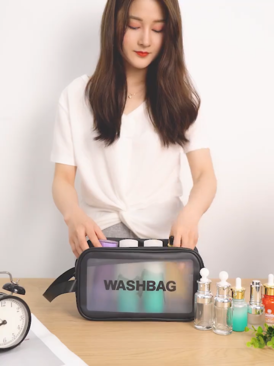 3 in 1 Waterproof Transparent Travel Bag And Cosmetic Bag (Color Assorted)