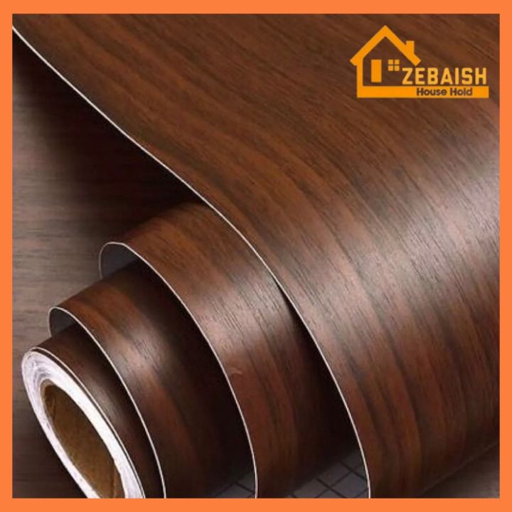 ZEBAISH HOUSEHOLD Wooden Wallpaper sheet Sticker paper Self Adhesive