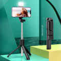 All In One Portable Tripod for iphone Selfie Stick With Fill Light Extendable Phone Stand for Tiktok Live BT Remote Control. 