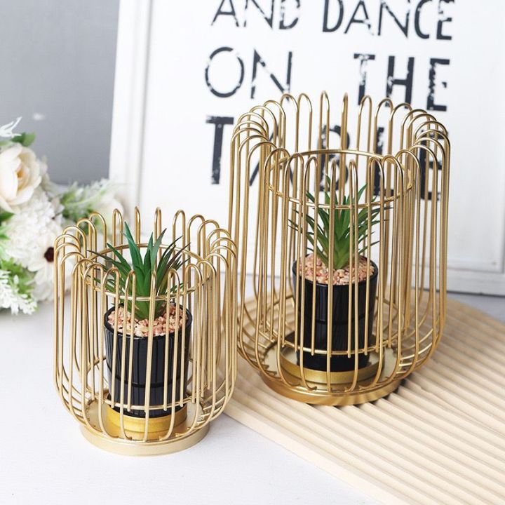Luxury Metal Cage With Artificial Plant pack Of 2