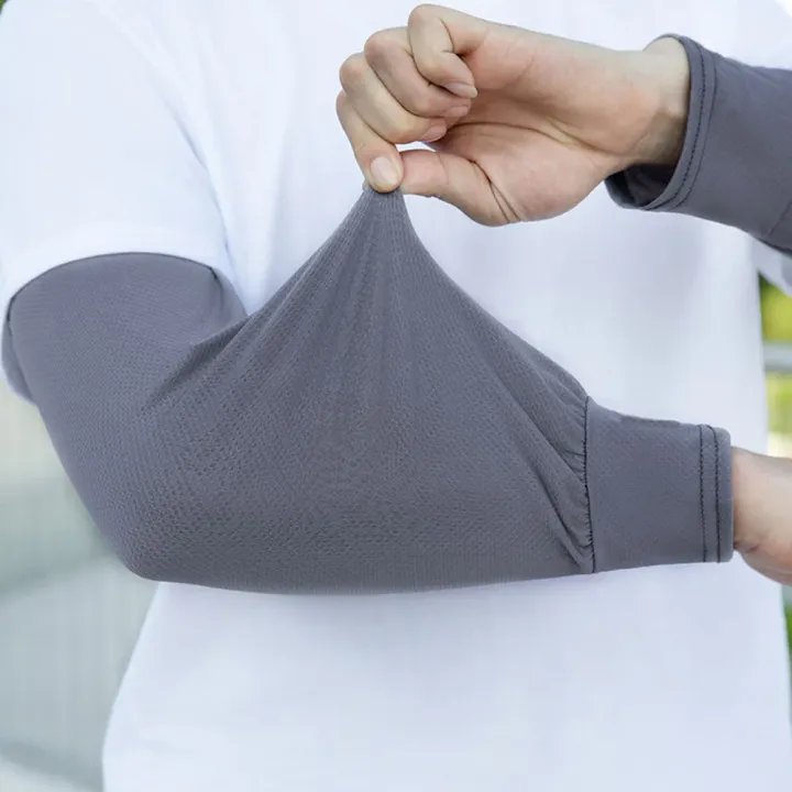 1Pair%202025%20Summer%20Ice%20Silk%20Men's%20Loose%20Sunscreen%20Sleeves%20UV%20Ice%20Gloves%20Riding%20Arm%20Guards%20Sport%20Running%20Driving%20Absorbent%20-%20Image%205