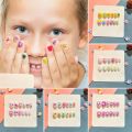 12 / 24 Pcs Children Acrylic Fake Nails Press on Pre-glue Full Cover Glitter Gradient Color Rainbow Baby nails Short False Nail Art Kits Set for Kids Little Girls - Multicolor Gradient Series Gift for baby girls Kidz accessories. 