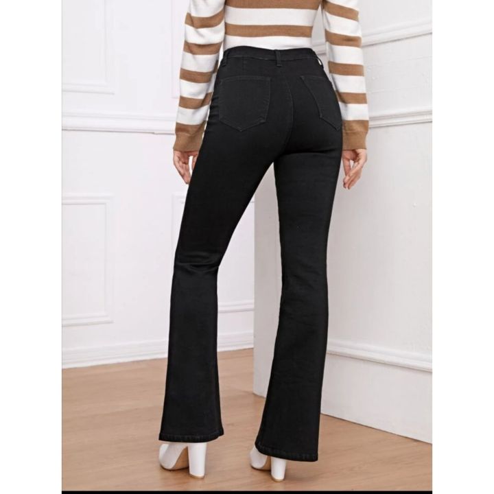 Ladies%20Black%20Soft%20Flare%20Jeans%20-%20Image%203