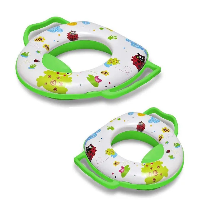 Baby Toddler Soft Potty | Plastic Toilet Potty Training Seat Cover With Handle | Travel | Soft Padded Printed | Safe and Comfortable