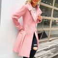 Winter Woolen Women's Trench Coat Skirt Double Breasted Flip Lapel Lined Women's Jacket Warm Street Outerwears Women's Clothing.