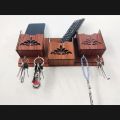 Wooden Wall-Mounted Key Holder and Mobile Stand Universal Organizer 12x5 Inches. 