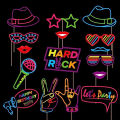 16 Glowing neon photo booth props with sticks that let us glow in the dark Fluorescent booth props party supplies fav. 