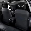 2PCS Funny Slanted Eyes Cartoon Print Car Pillowcase Cover Soft Comfortable Automobile Auto Seat Headrest Washable Fabric.