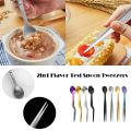 Multi-functional Sauce Spoon 2in1 Design Portable Food Tweezers Stainless Steel Metal Spoon Chopstick Kitchen Utensil. 